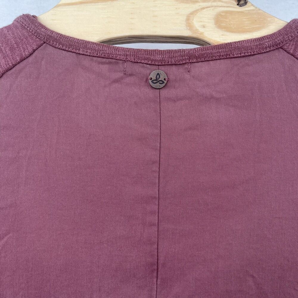 PRANA Top Women's Medium M Henley Pullover Tee Soft Mixed Media Athleisure Mauve - Picture 3 of 6